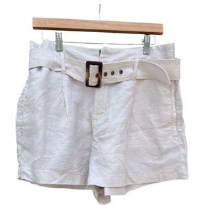 Christian Siriano Beige Women's Size Large Linen‎ Shorts Belt Summer Boho Beach